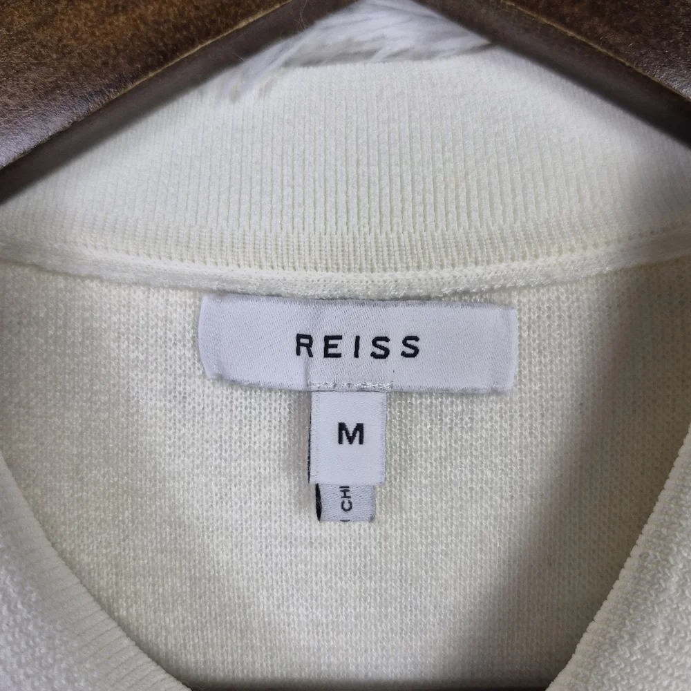 Reiss Mens M Alessano Colorblock Snap Polo Melange Wool Blend‎ Quiet Luxury Prep